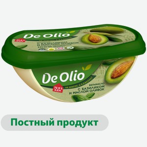 Крем на растительных маслах De Olio Vegan Вегамасло с базиликом и маслом оливок 72,5%, 220 г