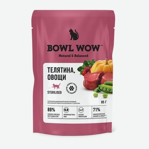 Влажный корм Bowl Wow для стерилизованных кошек телятина с овощами 85 г