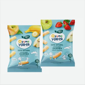 Палочки кукурузные ФРУТОНЯНЯ яблоко-клубника/яблоко-банан 20гр