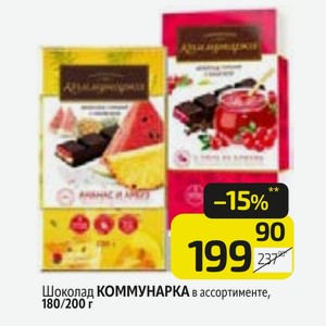 Шоколад КОММУНАРКА в ассортименте, 180 г
