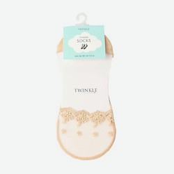 Кружевные следки , цвет: бежевый, форма 3