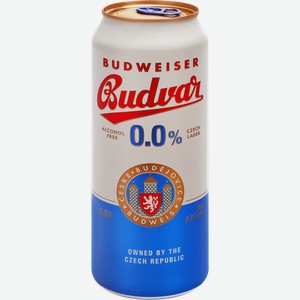 Пиво безалкогольное светлое BUDWEISER Budvar Alcohol Free фильтрованное пастеризованное не более 0,5%, 0.5л
