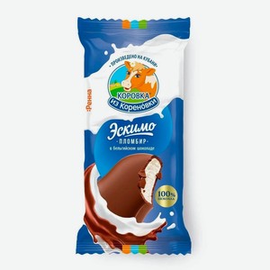 Мороженое Коровка из Кореновки  Пломбир Ванильный , в молочном бельгийском шоколаде, 70 г