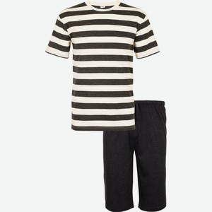 Пижама муж INWIN футболка и шорты,полоска т.сер. мел./бел., т.сер. мел. Alf1, Бангладеш