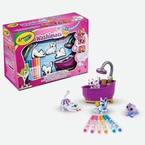 CRAYOLA Набор Washimals New Bath: фигурки для раскрашивания, смываемые фломастеры, ванночка, 1 шт