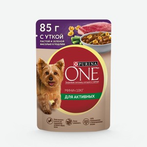 Влажный корм Purina One Мини (Mini) для собак мелких пород с уткой пастой и зеленой фасолью в подливе 85 г