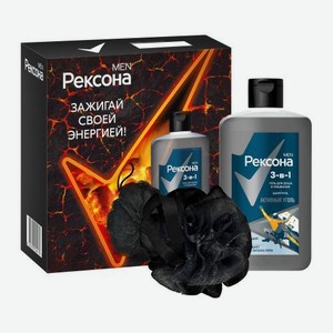 Подарочный набор для душа Рексона Men Гель 490мл + Мочалка в ассортименте 500 г