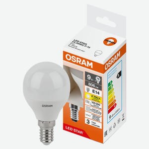 Лампа Osram LED STAR шар 9W E14 теплый белый свет, 1 шт