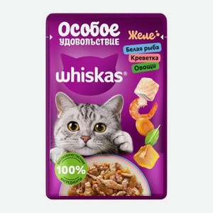 Корм для кошек в желе с белой рыбой креветками и овощами Whiskas 75г 75 г