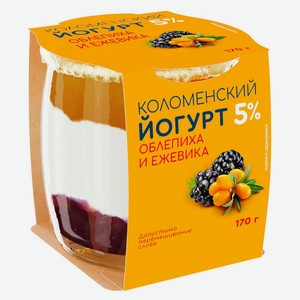 Йогурт густой ложковый «Коломенский» Облепиха-ежевика в стеклянной банке 5% БЗМЖ, 170 г