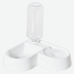 Миска для домашних животных с бутылкой белая, 22 см