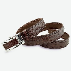 EXOTIC LEATHER GENUINE PREMIUM ACCESSORIES Мужской крокодиловый ремень с оплеткой по краю Siamensis, цвет: Коричневый, размер: 120х3,7 см