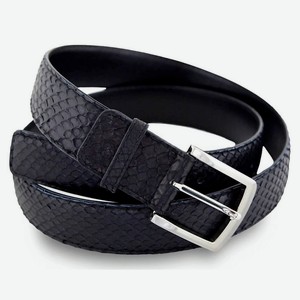 EXOTIC LEATHER GENUINE PREMIUM ACCESSORIES Классический мужской ремень из натуральной кожи питона, цвет: Черный, размер: 117х3,8