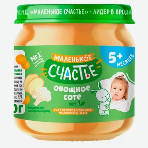 Пюре овощное «Маленько счастье» Овощное соте 5+ мес. Беларусь, 80 г