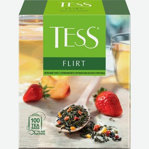 Чай зеленый TESS Со вкусом белого персика и клубники к/уп (Р