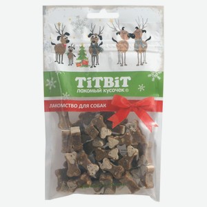 Лакомство для собак Titbit Новогодняя коллекция Косточки мясные с индейкой и творогом праздничные 90 г