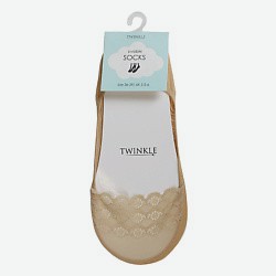 Кружевные следки , цвет: бежевый, форма 7