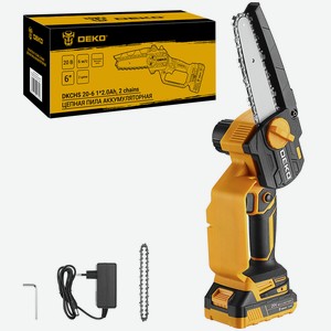 Пила цепная аккумуляторная DEKO DKCHS 20-6, 20В, 1x2.0Ач, 2 цепи