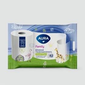 Влажная туалетная бумага AURA Family 42шт