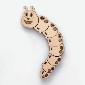 DROVO Деревянный конструктор 3D пазл Гусеница ТУТТА, 41 шт