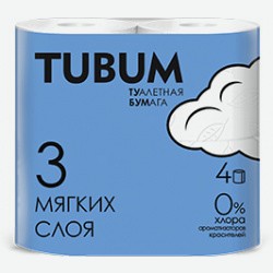 Туалетная Бумага Тубум, 3 Слоя, 4 Рулона