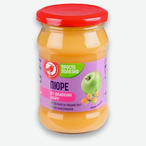 Пюре АШАН Красная птица яблоко-облепиха без добавления сахара, 280 г