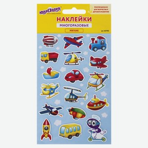 ЮНЛАНДИЯ Наклейки зефирные Транспорт, многоразовые, Комбинированный