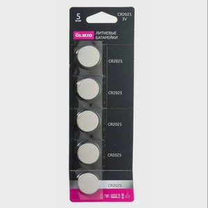 OLMIO Батарейки CR2025 05 литиевые, 5 шт