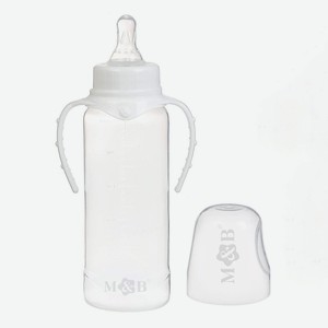 MUM&BABY Бутылочка для кормления, классическое горло, с ручками, от 3 мес., 1 шт