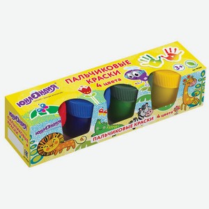 Краски пальчиковые ЮНЛАНДИЯ  САФАРИ , 4 цв. по 35 мл, в баночках, ВЫСШЕЕ КАЧЕСТВО, 191337