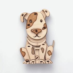 DROVO Деревянный конструктор 3D пазл Щенок ДРУЖОК, 27 шт