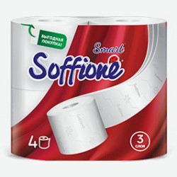 Туалетная Бумага Соффионэ Смарт, 3 Слоя, 4 Рулона