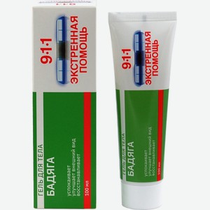 Гель-бальзам 911 Бадяга от синяков и ушибов, Россия, 100 мл