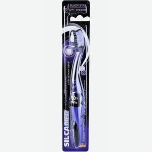 Зубная щетка SilcaMed  Black Star средняя, 1 шт