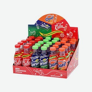 Жевательная резинка в бутылочках Газировка ассорти Канди Трейд 7г