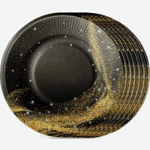 Набор тарелок черное с золотом 6 шт 0.276л