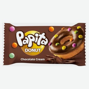 Кекс Solen Papita Donut с какао глазурью, шоколадной начинкой и цветным драже 40 г