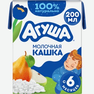 Кашка рисовая детская АГУША Засыпай-ка молочная 2,7%, с яблоком и грушей, с 6 месяцев, 200мл