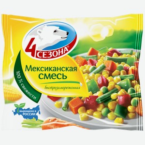 Овощная смесь 4 Сезона Мексиканская быстрозамороженная, 400 г, флоупак