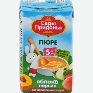 Пюре фруктовое САДЫ ПРИДОНЬЯ Яблоко, персик, с 5 месяцев, 125г