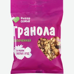 Гранола ВЫБОР СЕМЬИ запеченная, со вкусом лесных ягод, 60г
