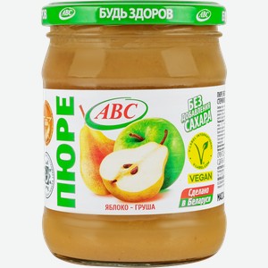 Пюре фруктовое ABC Будь здоров Яблоко-груша, без сахара, 450г