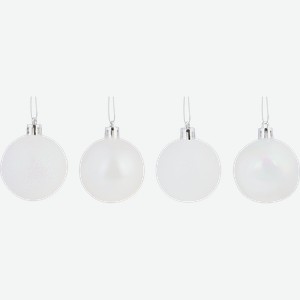 Шар елочный HOMECLUB пластиковый, 5см цвет перламутр/глиттер, жемчужный