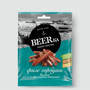Горбуша «Beerka» вяленые ломтики с ароматом копчения, 25 г