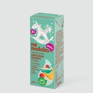 Каша рисовая «NeMoloko» с бананом и малиной, 200 мл