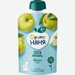 Пюре Фрутоняня, Яблоко, Груша, Яблоко/банан/груша С Печеньем, 90 Г