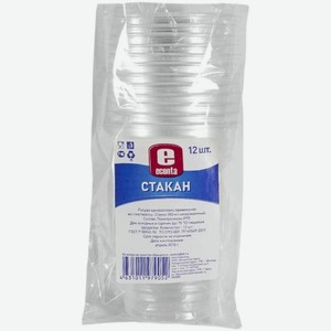 Стаканы одноразовые Econta 200мл в ассортименте 12шт., 12 шт