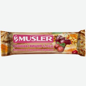 Батончик МЮСЛЕР, Натуральный, клюква-вишня-мед, 30г