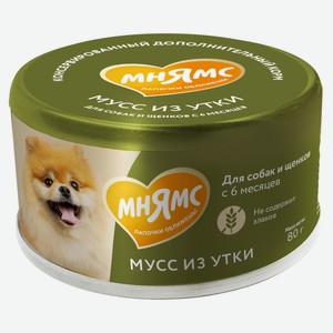 Корм влажный для собак и щенков старше 6 месяцев «Мнямс» На каждый день Мусс из утки Китай, 80 г