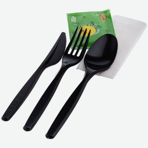 Набор одноразовой посуды Liberhaus Вилка, ложка, нож, салфетка в ассортименте 1шт, 1 шт